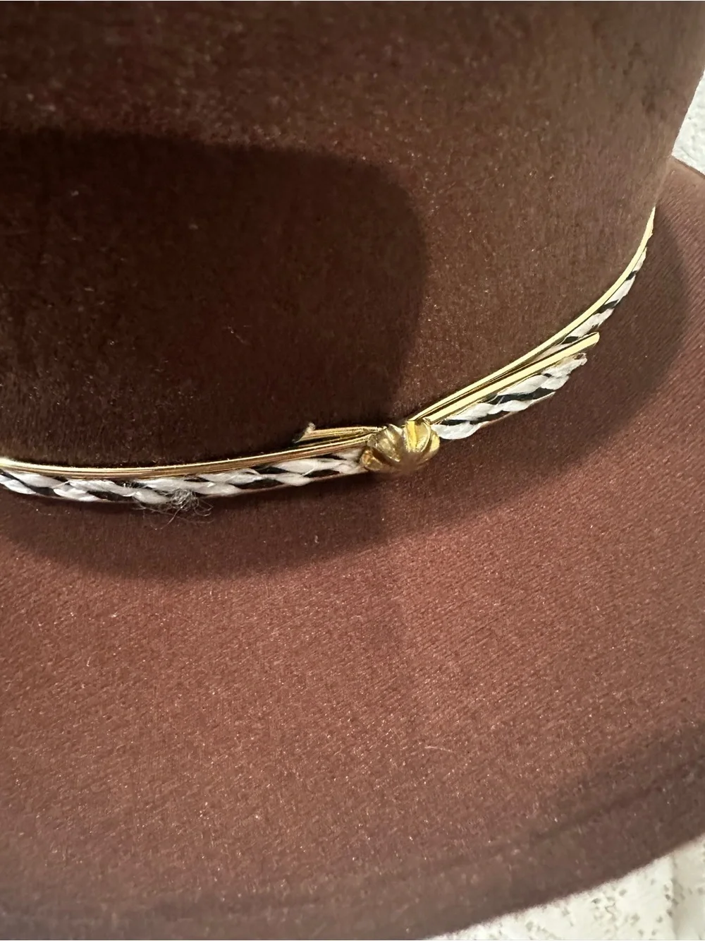 Men's Classic Brown Felt Western Hat with Silver Braided Band